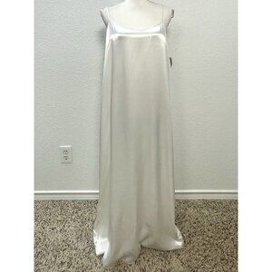 VTG NEIL & DAVID Womens LARGE Ivory Satin Full Length SLIP Nightgown #1647 NWT